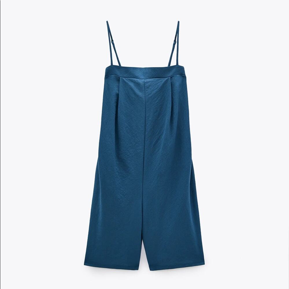 NWT Zara Blue One Piece Jumpsuit With Straps.